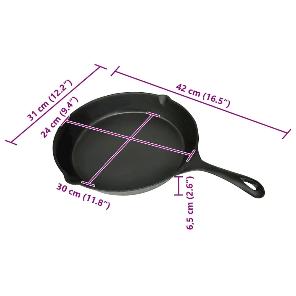 XL BBQ Grill Fry Pan Cast Iron 11.8'' Round - vidaXL
