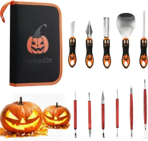 YAIBA Halloween Pumpkin Carving Kit Professional Heavy Duty Carving Set Stainless Steel Double-Side Sculpting Tool Carver Knife for Halloween