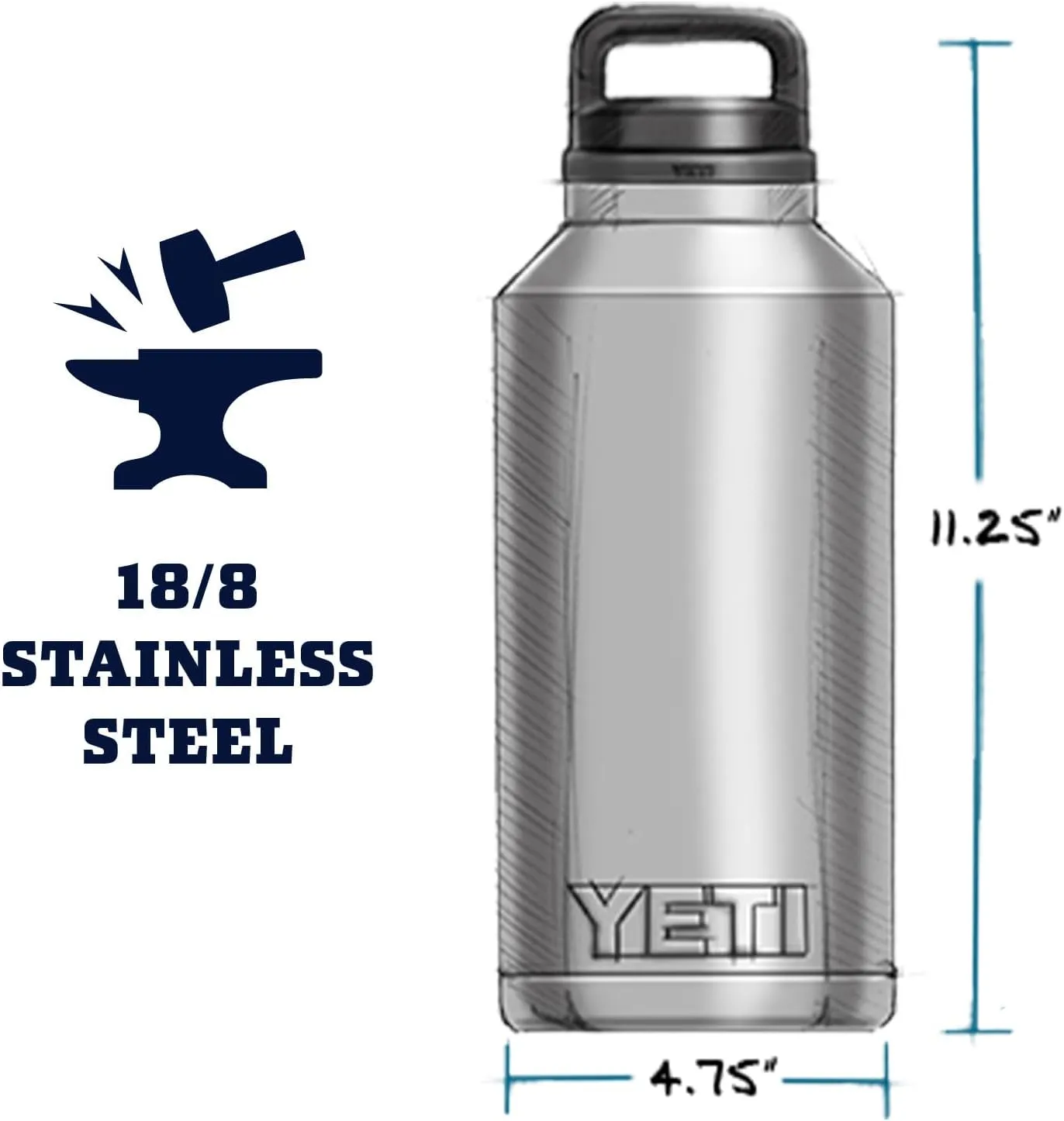 YETI Rambler 64 oz Bottle, Vacuum Insulated, Leakproof, Stainless Steel with Chug Cap, Key Lime