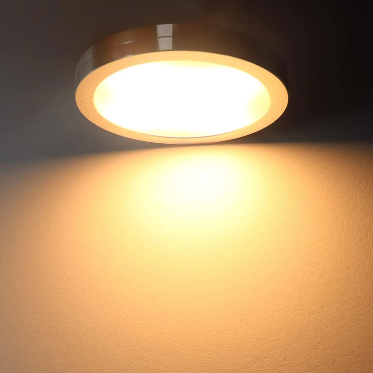 YGS-Tech LED Under Cabinet Lighting Kit, 1020 Lumens LED Puck Light, 3000K Warm White, CRI90 , Touch Dimming, Silver Trim All Accessories Included, for Kitchen, Closet Lights, Safe Light, 6-Pack
