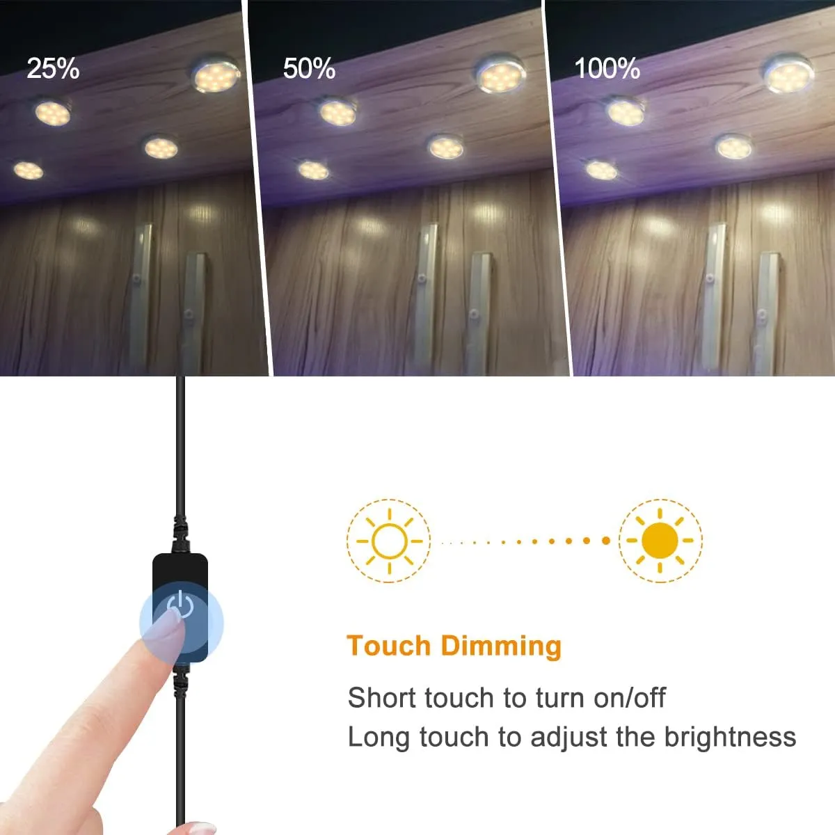 YGS-Tech LED Under Cabinet Lighting Kit, 1020 Lumens LED Puck Light, 3000K Warm White, CRI90 , Touch Dimming, Silver Trim All Accessories Included, for Kitchen, Closet Lights, Safe Light, 6-Pack
