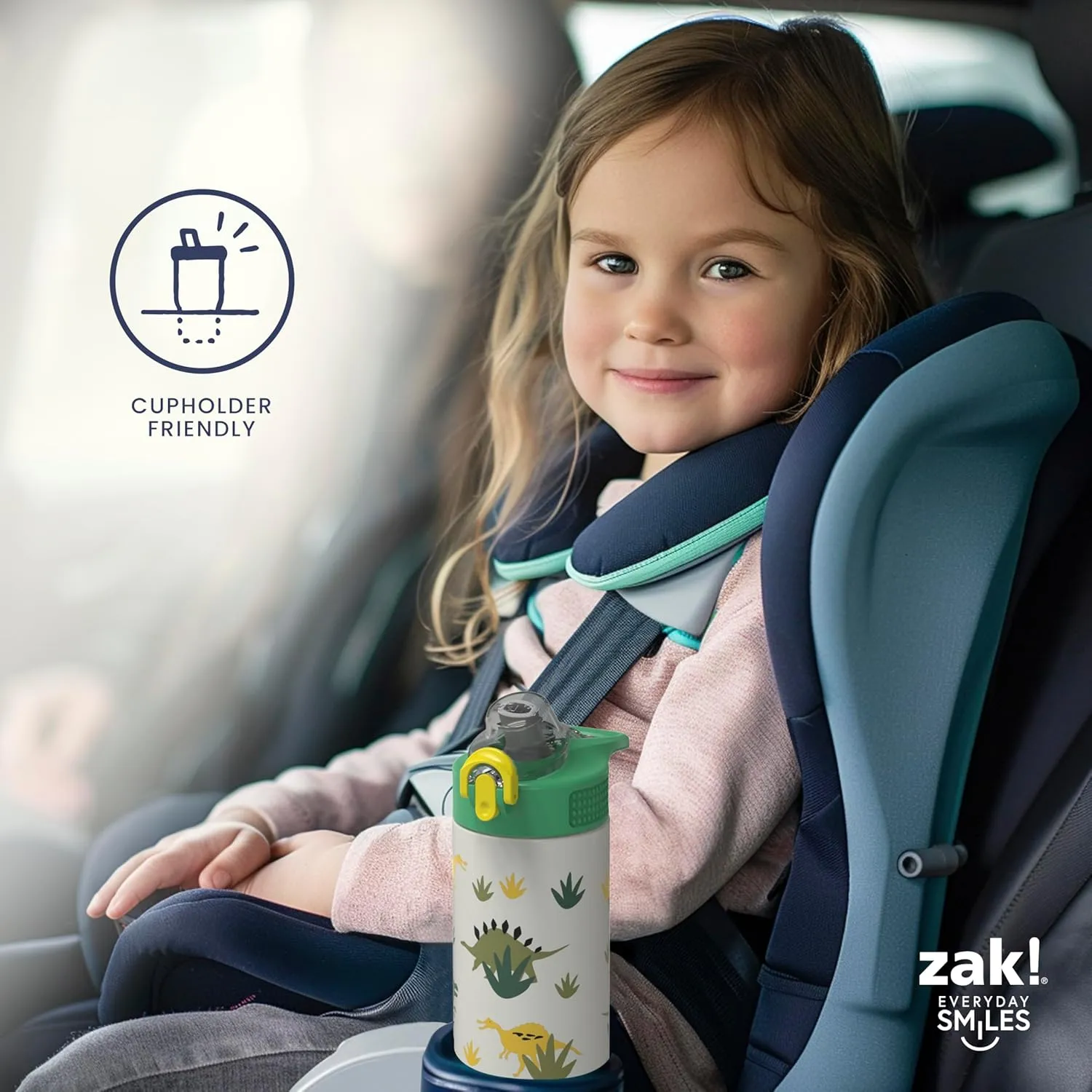 Zak Designs Disney Sage Kids Water Bottle For School or Travel, 19oz Stainless Steel Water Bottle With Straw, Handle, and Leak-Proof, Pop-Up Spout Cover (Stitch)