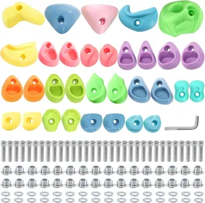 ZENFUN 32 Packs Rock Climbing Holds Multi Size and Color, Indoor & Outdoor Rock Wall Climbing Kit, Rock Wall Holds Multi-Colored Climbing Rock Wall Grips with Mounting Hardware