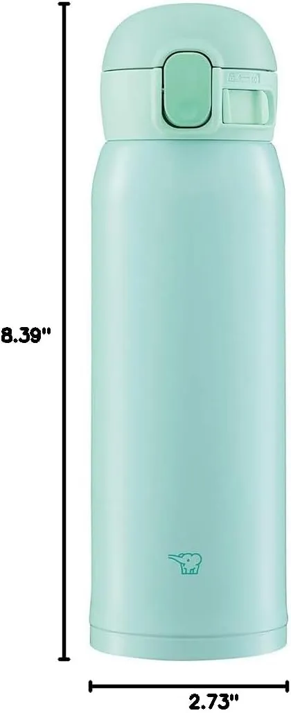 Zojirushi SM-WA48-GL Water Bottle, One-Touch Stainless Steel Mug, Seamless 0.48L Apple Green