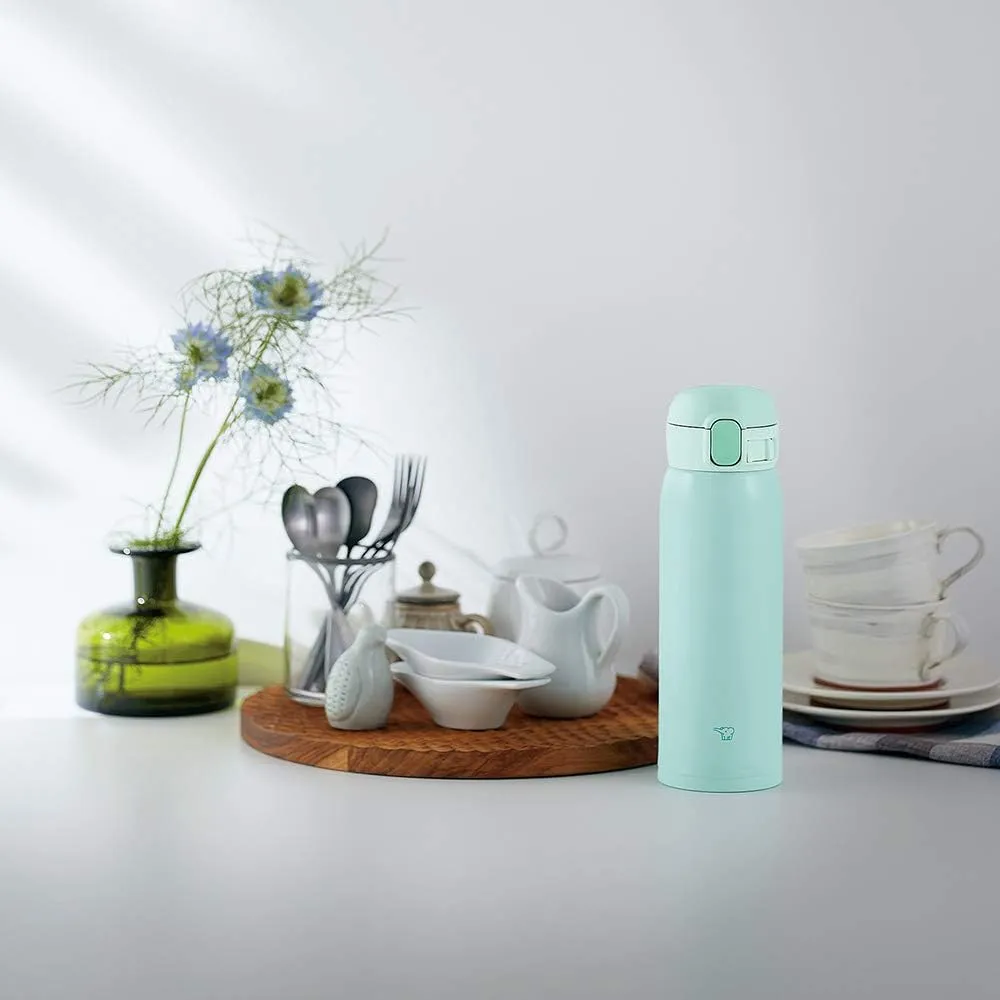 Zojirushi SM-WA48-GL Water Bottle, One-Touch Stainless Steel Mug, Seamless 0.48L Apple Green