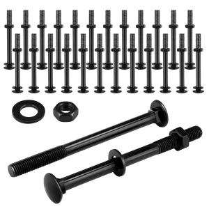 Zonon 24 Sets 1/2 x 6 Inch Black Carriage Bolt Kit Galvanized Carriage Bolt Set Includes Rust Resistance Washers and Nuts for Fastening Accessories