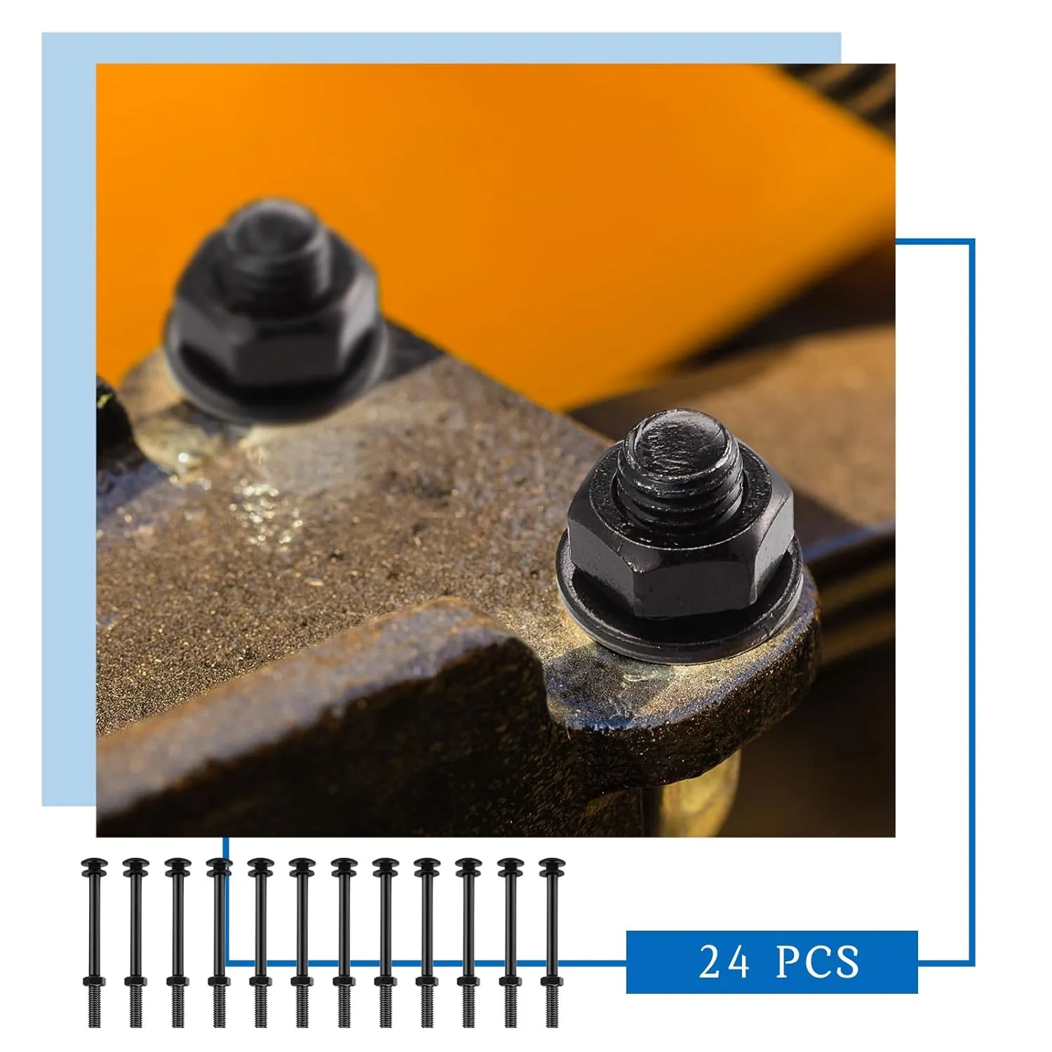 Zonon 24 Sets 1/2 x 6 Inch Black Carriage Bolt Kit Galvanized Carriage Bolt Set Includes Rust Resistance Washers and Nuts for Fastening Accessories